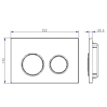 Cadru cu rezervor incastrat, latime de 50 cm, capacitate 3/8 litri, clapeta din aluminiu cu butoane rotunde auriu mat