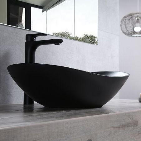 Lavoar EGO Royal, Negru, mat, 60.5x36 cm, montaj pe blat, ceramica sanitara