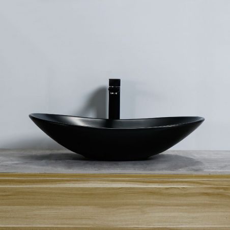 Lavoar EGO Royal, Negru, mat, 60.5x36 cm, montaj pe blat, ceramica sanitara
