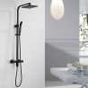 Sistem de dus cu termostat, 2 functii, dus tip ploaie, dus de mana, montaj pe perete, Negru Mat, Hermes