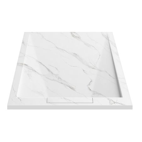 Cadita de dus, Alb Calacatta, finisaj Marble Mat, compozit mineral, dimensiuni 100-160x70-90 cm, decupabila, Antonio