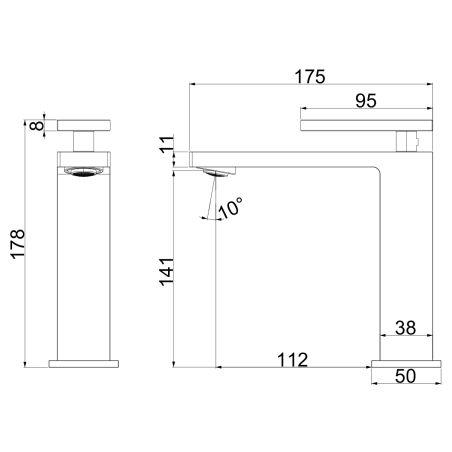Baterie lavoar, Auriu Mat, Perlator, otel inoxidabil, montaj pe lavoar, Armonia