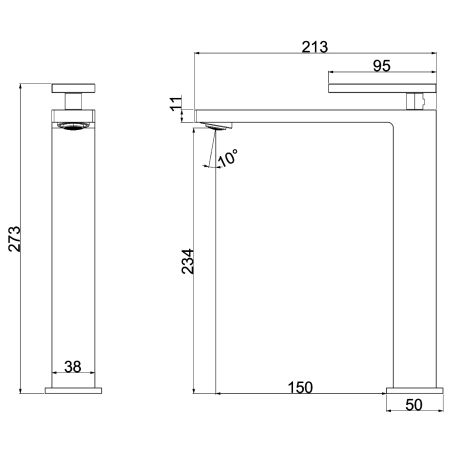 Baterie lavoar, Negru Mat, Perlator, otel inoxidabil, montaj pe blat, Armonia
