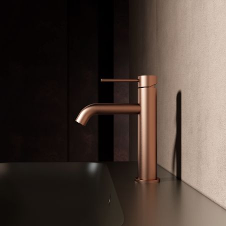 Baterie lavoar, Rose Gold Mat, Perlator, otel inoxidabil, montaj pe lavoar, Fino