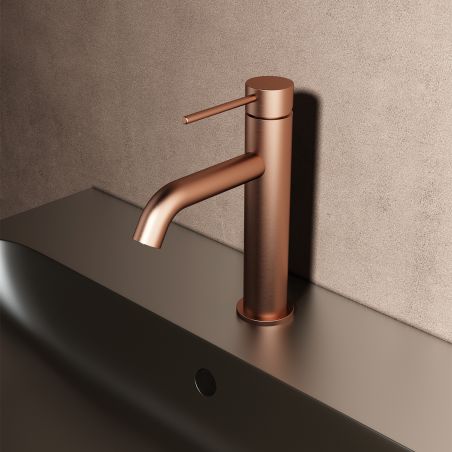Baterie lavoar, Rose Gold Mat, Perlator, otel inoxidabil, montaj pe lavoar, Fino