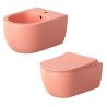 Set vas wc si bideu, Roz Somon, semi-mat, Power Color, montaj suspendat, 49x36 cm, colectia Michael