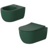 Set vas wc si bideu, Verde, semi-mat, Power Color, montaj suspendat, 49x36 cm, colectia Michael