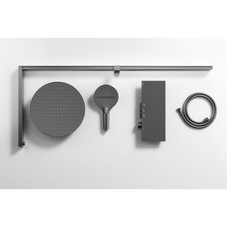 Sistem de dus si cada, cu termostat, Piano keys, 3 functii, LED, alimentare hidroelectrica, Gun Grey, Serafino