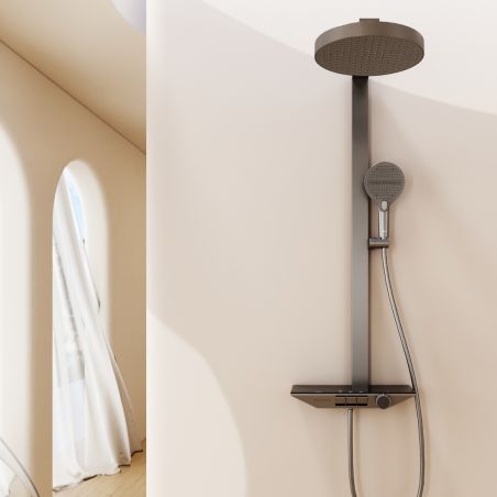 Sistem de dus si cada, cu termostat, Piano keys, 3 functii, LED, alimentare hidroelectrica, Gun Grey, Serafino