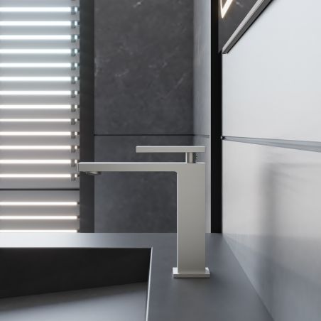 Baterie lavoar, Nichel Mat, Perlator, otel inoxidabil, montaj pe lavoar, Armonia