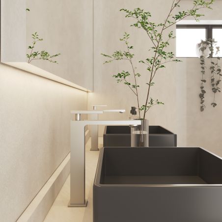 Baterie lavoar, Nichel Mat, Perlator, otel inoxidabil, montaj pe blat, Armonia