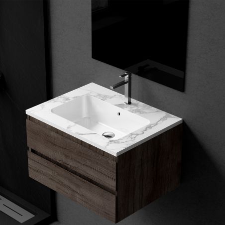 Lavoar, compozit mineral, montaj semi-incastrat, cu gaura de baterie, 61-91x46 cm, Cortina