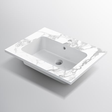 Lavoar, compozit mineral, montaj semi-incastrat, cu gaura de baterie, 61-91x46 cm, Cortina