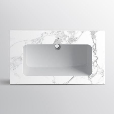 Lavoar, compozit mineral, montaj semi-incastrat, cu gaura de baterie, 61-91x46 cm, Cortina