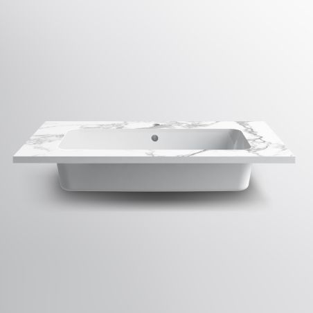 Lavoar, compozit mineral, montaj semi-incastrat, cu gaura de baterie, 61-91x46 cm, Cortina