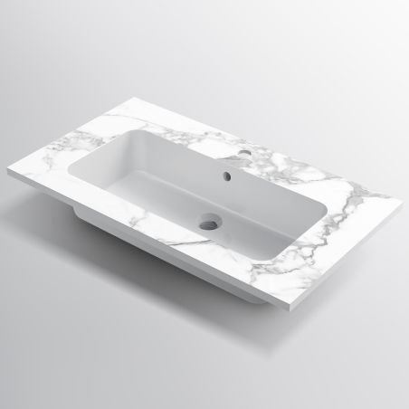 Lavoar, compozit mineral, montaj semi-incastrat, cu gaura de baterie, 61-91x46 cm, Cortina