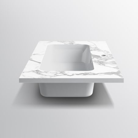 Lavoar, compozit mineral, montaj semi-incastrat, cu gaura de baterie, 61-91x46 cm, Cortina