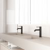 Baterie lavoar, Negru Mat, Perlator, otel inoxidabil, montaj pe lavoar, Fino