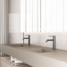 Baterie lavoar, Gun Grey, Perlator, otel inoxidabil, montaj pe lavoar, Fino