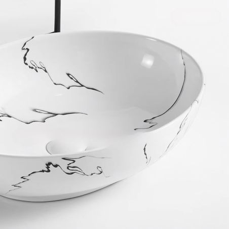Lavoar, montaj pe blat, 51x39 cm, ceramica sanitara, Alb Marble, Rosa