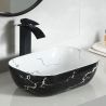 Lavoar, montaj pe blat, 46x33 cm, ceramica sanitara, Alb marble interior/Negru marble exterior, Nicoli Lavoar, montaj pe blat, 46x33 cm, ceramica sanitara, Alb marble interior/Negru marble exterior, Nicoli