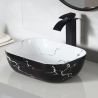 Lavoar, montaj pe blat, 46x33 cm, ceramica sanitara, Alb marble interior/Negru marble exterior, Nicoli Lavoar, montaj pe blat, 46x33 cm, ceramica sanitara, Alb marble interior/Negru marble exterior, Nicoli