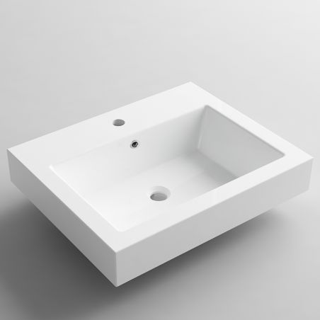 Lavoar, compozit mineral, montaj semi-incastrat sau suspendat, cu gaura de baterie, 60x49 cm, Genova