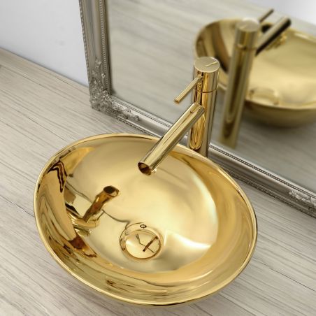 Lavoar EGO Sofia J, Auriu, lucios, 41x34.5 cm,montaj pe blat, ceramica sanitara