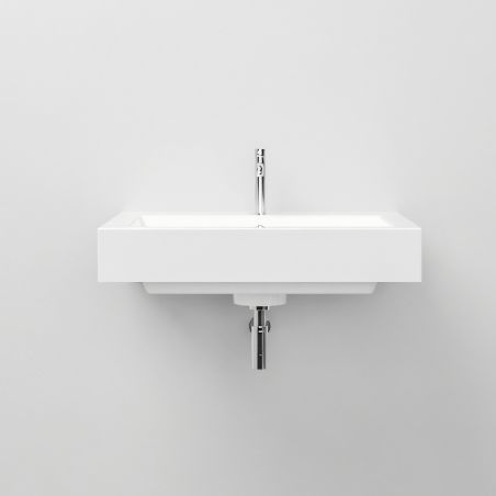 Lavoar, compozit mineral, montaj semi-incastrat sau suspendat, cu gaura de baterie, 60x49 cm, Genova