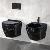 Vas wc, Rimless, montaj suspendat, 48x37 cm, capac duroplast, Negru Auriu Marble, Ben