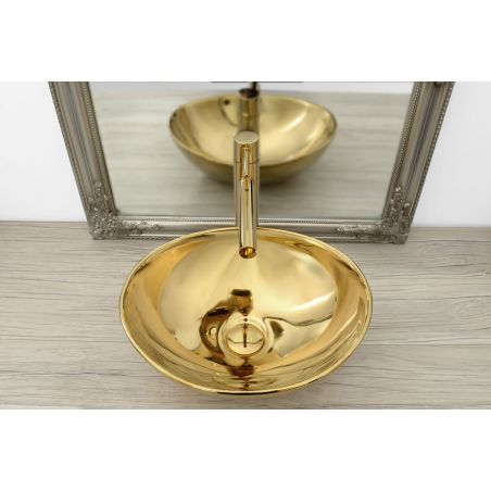 Lavoar EGO Sofia J, Auriu, lucios, 41x34.5 cm,montaj pe blat, ceramica sanitara