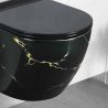 Vas wc, Rimless, montaj suspendat, 48x37 cm, capac duroplast, Negru Auriu Marble, Ben