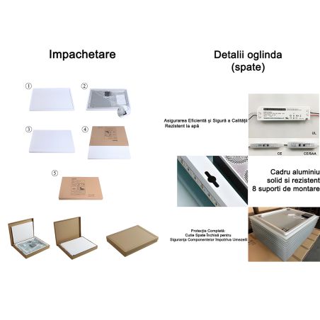 Oglinda Smart Led, Bluetooth, 3 Culori, 5 mm, senzor, afisaj timp, temperatura, dezaburire, Touch, 60-70x80-140 cm, Rubin