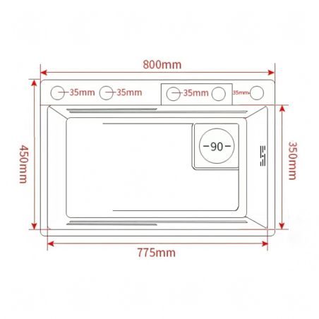 Statie chiuveta Bucatarie, Spalator Pahare, Baterie, Dozator sapun, otel inoxidabil, Auriu Periat, 80x45 cm, Zeno