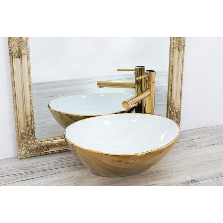 Lavoar EGO Sofia JW, Auriu, lucios, 41x34.5 cm, montaj pe blat, ceramica sanitara
