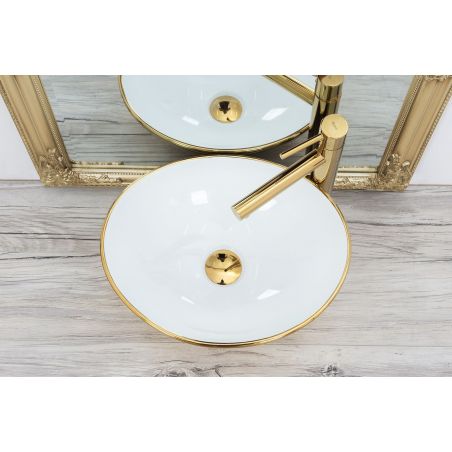 Lavoar EGO Sofia JW, Auriu, lucios, 41x34.5 cm, montaj pe blat, ceramica sanitara