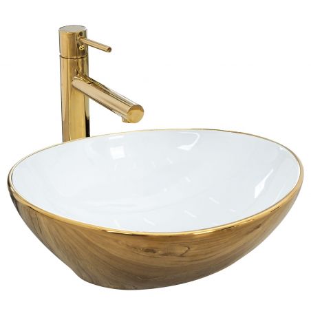 Lavoar EGO Sofia JW, Auriu, lucios, 41x34.5 cm, montaj pe blat, ceramica sanitara