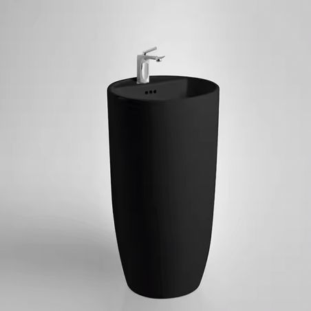 Lavoar stativ, Power Color, Negru Mat exterior si interior, 45x45x84 cm,  ceramica sanitara, Fida