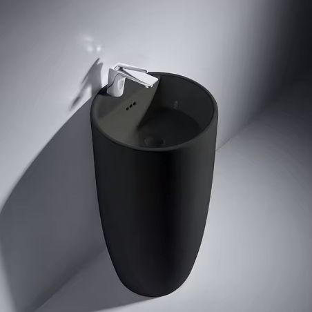 Lavoar stativ, Power Color, Negru Mat exterior si interior, 45x45x84 cm,  ceramica sanitara, Fida