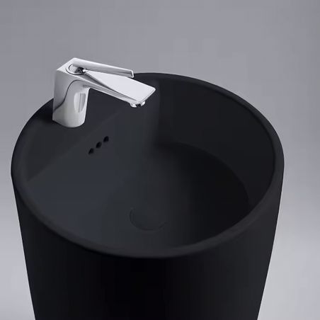 Lavoar stativ, Power Color, Negru Mat exterior si interior, 45x45x84 cm,  ceramica sanitara, Fida