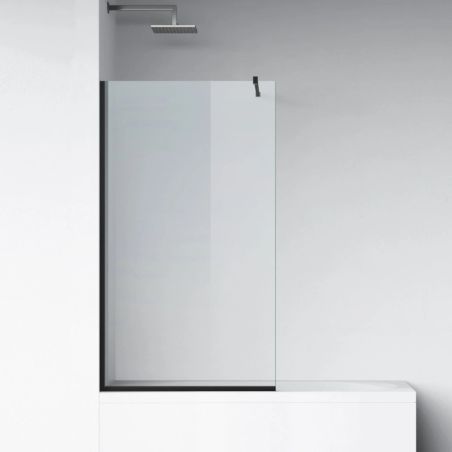 Paravan cada, fix, transparent, profil Negru Mat, sticla securizata 8 mm, 90x150 cm , Nora