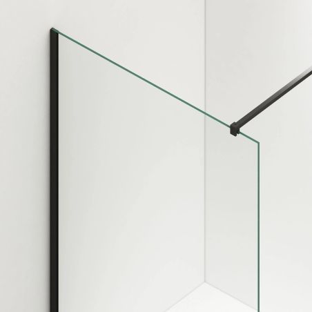 Paravan cada, fix, transparent, profil Negru Mat, sticla securizata 8 mm, 90x150 cm , Nora