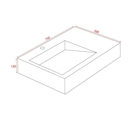 Lavoar EGO 11, Alb, lucios, 75x50 cm, compozit marmura, montaj pe blat sau suspendat, scurgere ascunsa, cu gaura baterie
