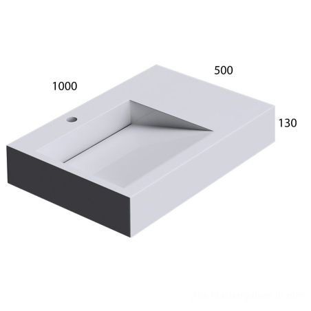 Lavoar EGO 11, Alb, lucios, 100x50cm, compozit marmura, montaj pe blat sau suspendat, scurgere ascunsa, cu gaura baterie