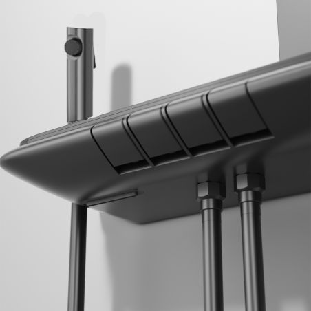 Sistem de dus si cada, 2 dusuri de mana, baterie Piano Keys, 3 functii, montaj  perete, otel, Gun grey, Serano