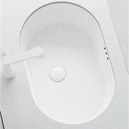 Lavoar, montaj incastrat sub blat, ceramica sanitara, dimensiuni: 60x39-70x41 cm, Alb Lucios, Luca