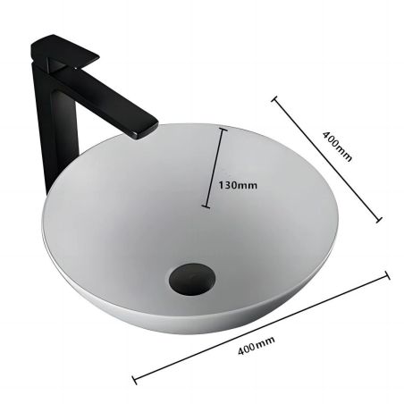 Lavoar, Alb Lucios, diametru 40 cm, ceramica sanitara, montaj pe blat, Leona