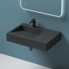 Lavoar EGO 11, Antracit Mat, 75x50 cm, compozit marmura, montaj pe blat sau suspendat, scurgere ascunsa, cu gaura baterie