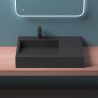 Lavoar EGO 11, Antracit Mat, 75x50 cm, compozit marmura, montaj pe blat sau suspendat, scurgere ascunsa, cu gaura baterie
