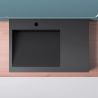 Lavoar EGO 11, Antracit Mat, 75x50 cm, compozit marmura, montaj pe blat sau suspendat, scurgere ascunsa, cu gaura baterie